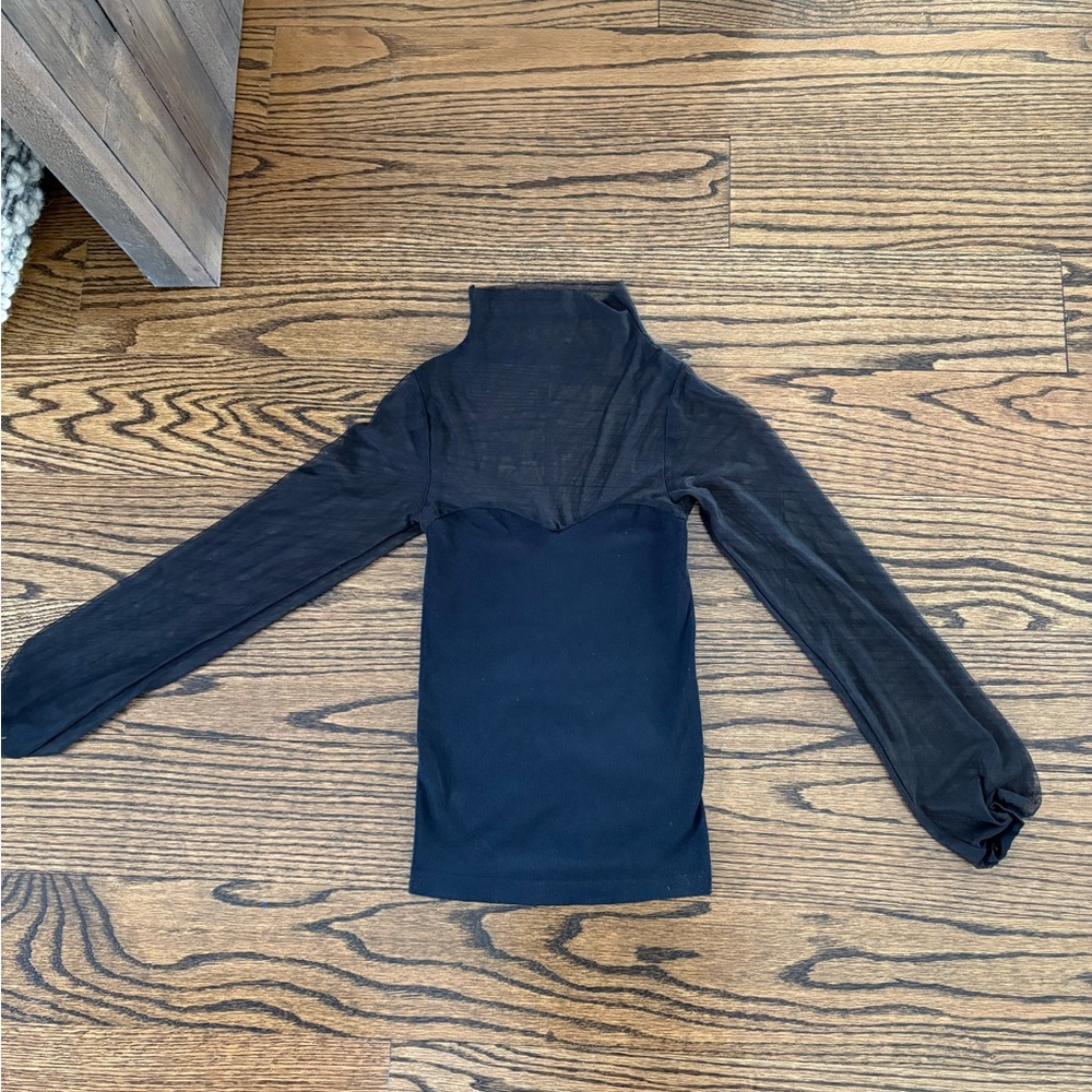 Free People Intimately Sweetheart Neckline Mesh Turtleneck Top